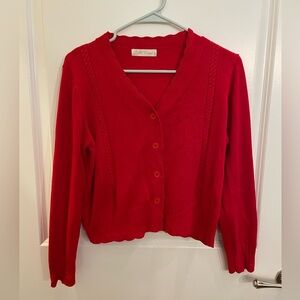 Belle Poque Red Cropped Vintage Style Cardigan